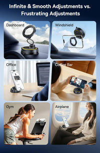 Baseus Magnetic Car Phone Holder - Vacuum Suction Cup 360° Rotation Stand | Universal Dashboard Mount for iPhone 17 & All Phones