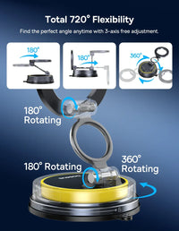 Baseus Magnetic Car Phone Holder - Vacuum Suction Cup 360° Rotation Stand | Universal Dashboard Mount for iPhone 17 & All Phones