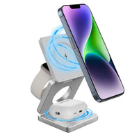15W Magnetic Trifold Wireless Charger 3-in-1 - Foldable Charging Stand for iPhone, Apple Watch & AirPods | Adjustable Fast Charging Station