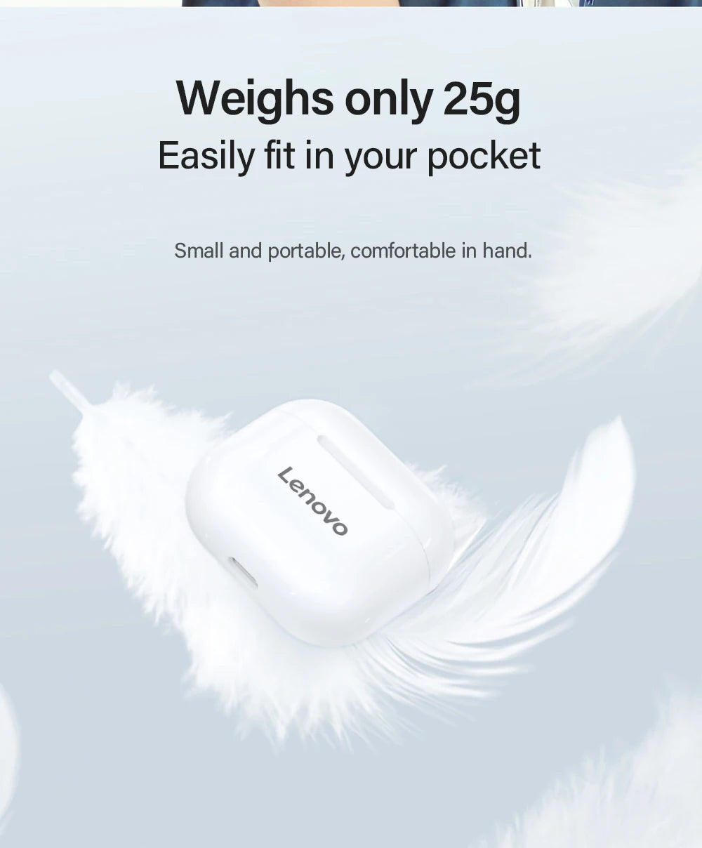 Lenovo LP40 TWS Wireless Earbuds - Bluetooth 5.0 Touch Control | HiFi Stereo, Waterproof Sport In-Ear Headphones with Charging Case
