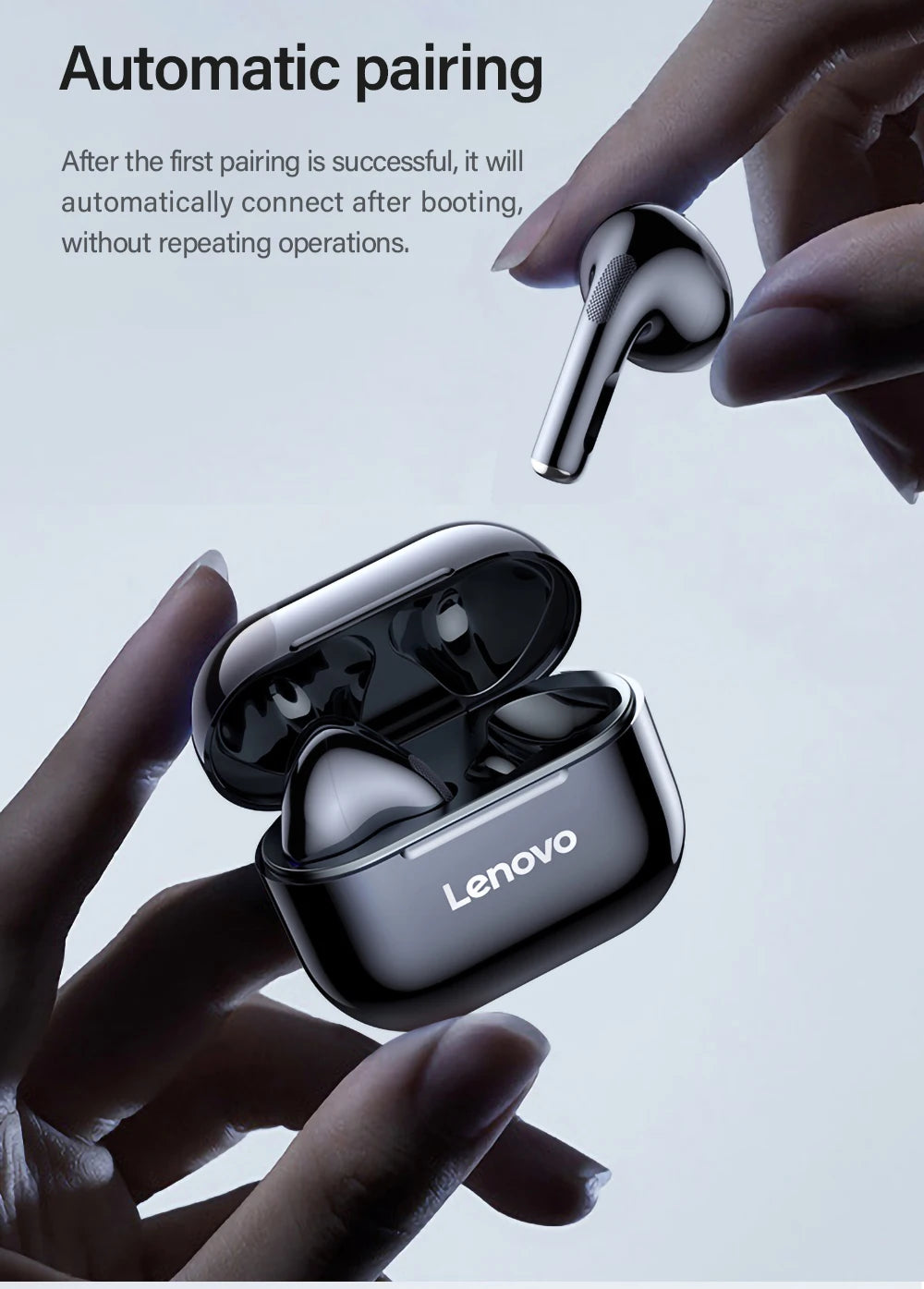 Lenovo LP40 TWS Wireless Earbuds - Bluetooth 5.0 Touch Control | HiFi Stereo, Waterproof Sport In-Ear Headphones with Charging Case
