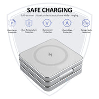 15W Magnetic Trifold Wireless Charger 3-in-1 - Foldable Charging Stand for iPhone, Apple Watch & AirPods | Adjustable Fast Charging Station