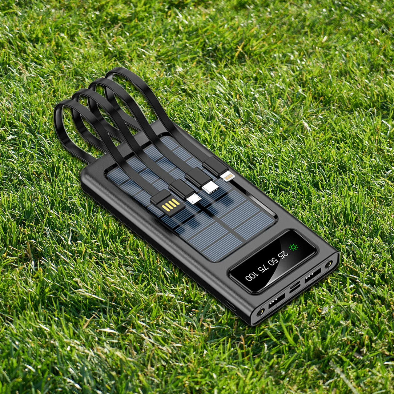 Pursonic LED Portable Solarsync Power Bank - 10,000mAh Solar Charging | Multi-Port with Built-in Flashlight & LED Indicator