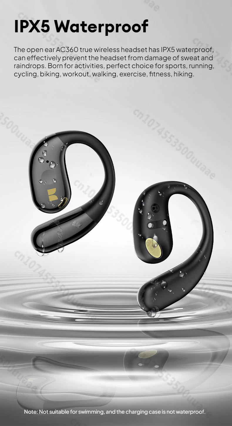 Monster AC360 Open-Ear Air Conduction Headphones - Bluetooth 5.4 | 360° Stereo OWS, 24H Battery, Waterproof Sport Wireless Headset