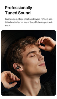 Baseus Bowie MC2 AIR Clip-on TWS Earbuds - Bluetooth 6.0 | 4-Mic ENC, 4 Drivers, Open-Ear Ear Clip, Waterproof Sport Wireless Earphones
