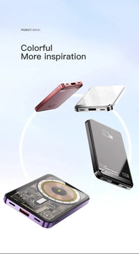 22.5W Transparent Magnetic Power Bank 10000mAh - Wireless Fast Charging | MagSafe Compatible, Digital Display, for iPhone Samsung