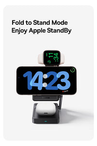 Baseus Qi2.2 3-in-1 Magnetic Wireless Charger - Charge iPhone + Apple Watch + AirPods Together | 25W Fast Charging, No Cable Mess