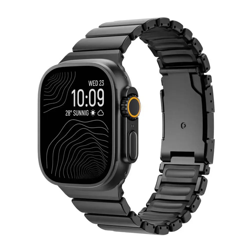 Titanium Silicone Magnetic Apple Watch Band - Luxury Metal Strap for Ultra 3/2/1 49mm, Series 11/10 46mm, Series 9/8/7 45mm, Series 6/SE/5/4 44mm, Series 3/2/1 42mm