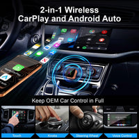 CarPlay Wireless Adapter 2-in-1 - Cable to Wireless Converter for iPhone & Android Auto | Mini USB Design Plug & Play