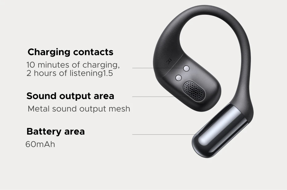 UGREEN FitBuds Open-Ear Earphones - Bluetooth 6.0 Ear-Hook TWS | Spatial Audio, 30H Battery, USB-C, Metal & Silicone Build