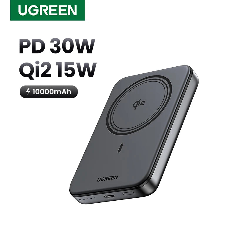 UGREEN Qi2 Magnetic Power Bank 10000mAh - 30W Fast Charging | MagSafe 15W Wireless, PD 30W USB-C, Two-Way Fast Charge, iPhone 17/16 Pro Max