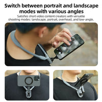 TELESIN Silicone Magnetic Quick-Release Neck Mount - Hands-Free Phone Holder for iPhone 15 14 13 12 11, Samsung, Universal Smartphones
