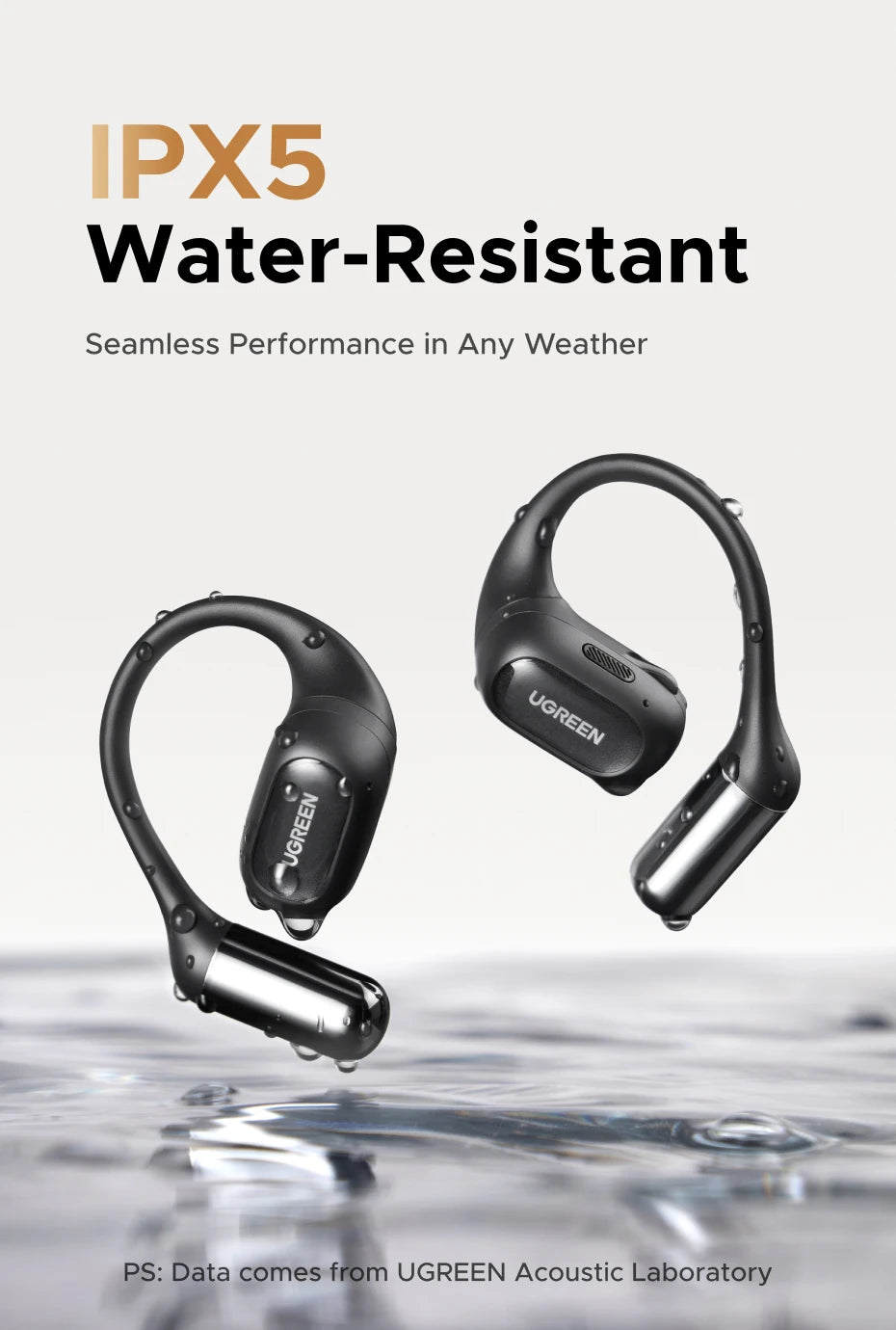 UGREEN FitBuds Open-Ear Earphones - Bluetooth 6.0 Ear-Hook TWS | Spatial Audio, 30H Battery, USB-C, Metal & Silicone Build
