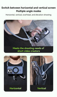 TELESIN Silicone Magnetic Quick-Release Neck Mount - Hands-Free Phone Holder for iPhone 15 14 13 12 11, Samsung, Universal Smartphones
