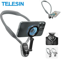TELESIN Silicone Magnetic Quick-Release Neck Mount - Hands-Free Phone Holder for iPhone 15 14 13 12 11, Samsung, Universal Smartphones