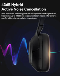 QCY H3 ANC Over-Ear Headphones - 43dB Hybrid ANC, Hi-Res Audio, Bluetooth 5.4 | 60H Battery, 40mm Driver, Transparency Mode, Wireless & Wired