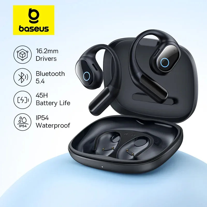 Baseus Eli 10i Fit Open-Ear Air Conduction Earphones - Bluetooth 5.4 | 45Hr Battery, IP54 Waterproof, Dual Connection Sport Earbuds