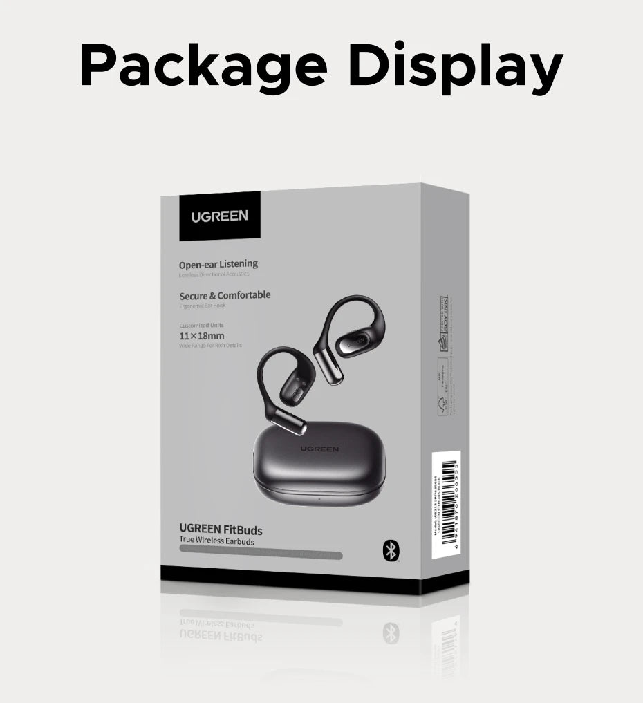 UGREEN FitBuds Open-Ear Earphones - Bluetooth 6.0 Ear-Hook TWS | Spatial Audio, 30H Battery, USB-C, Metal & Silicone Build
