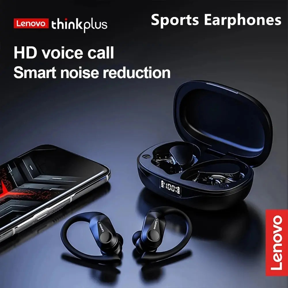Lenovo LP75 Sports TWS Earphones - Bluetooth 5.3 | ANC, HiFi Stereo, LED Display, Waterproof with Mic & Button Control