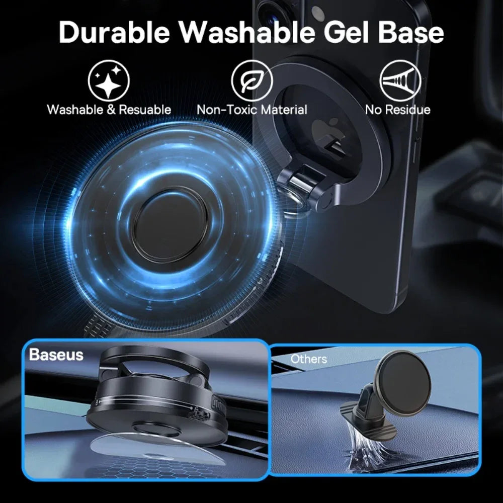 Baseus Magnetic Car Phone Holder - Vacuum Suction Cup 360° Rotation Stand | Universal Dashboard Mount for iPhone 17 & All Phones