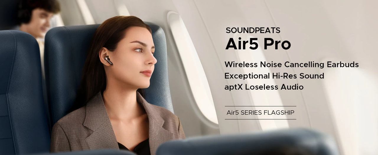 SOUNDPEATS Air5 Pro ANC Earbuds - 55dB Adaptive ANC, LDAC + aptX Lossless, Bluetooth 5.4 | 6-Mic AI ENC, 3D Spatial Audio, Hi-Res TWS