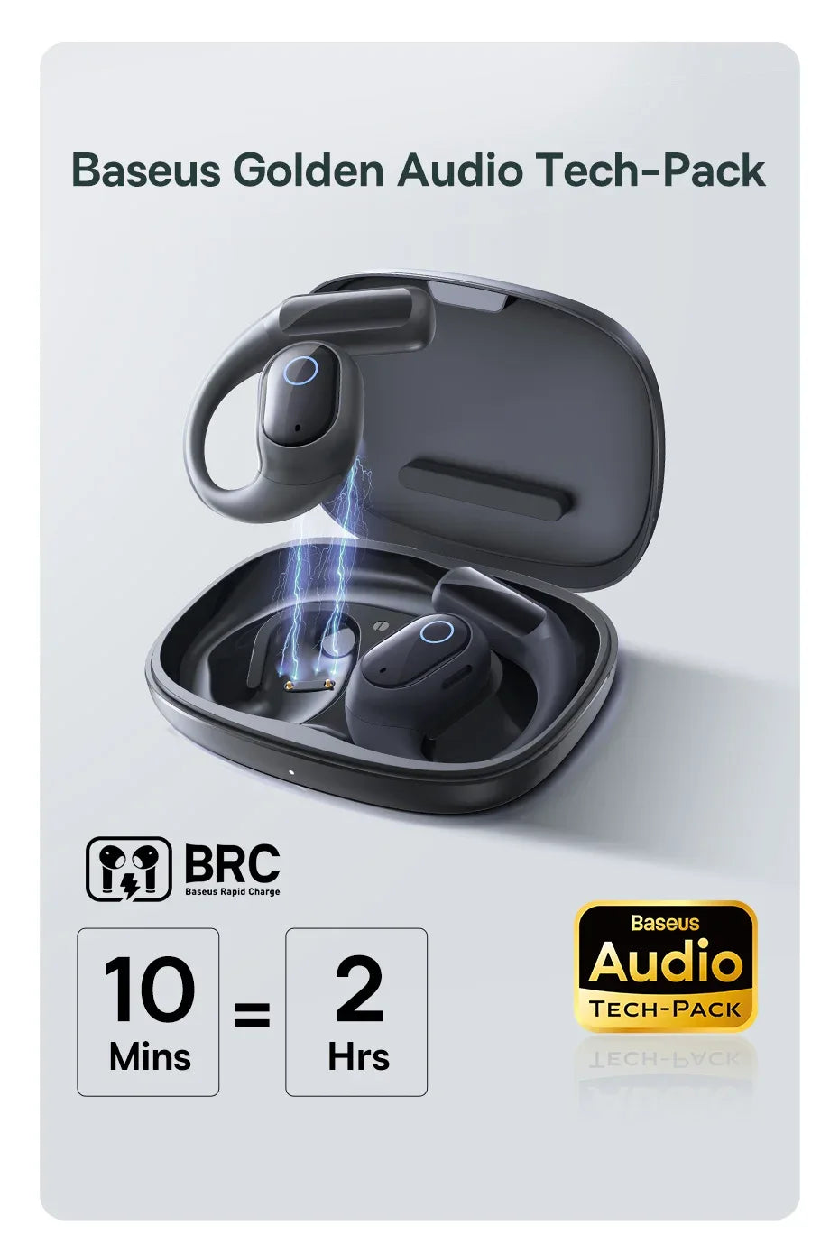 Baseus Eli 10i Fit Open-Ear Air Conduction Earphones - Bluetooth 5.4 | 45Hr Battery, IP54 Waterproof, Dual Connection Sport Earbuds