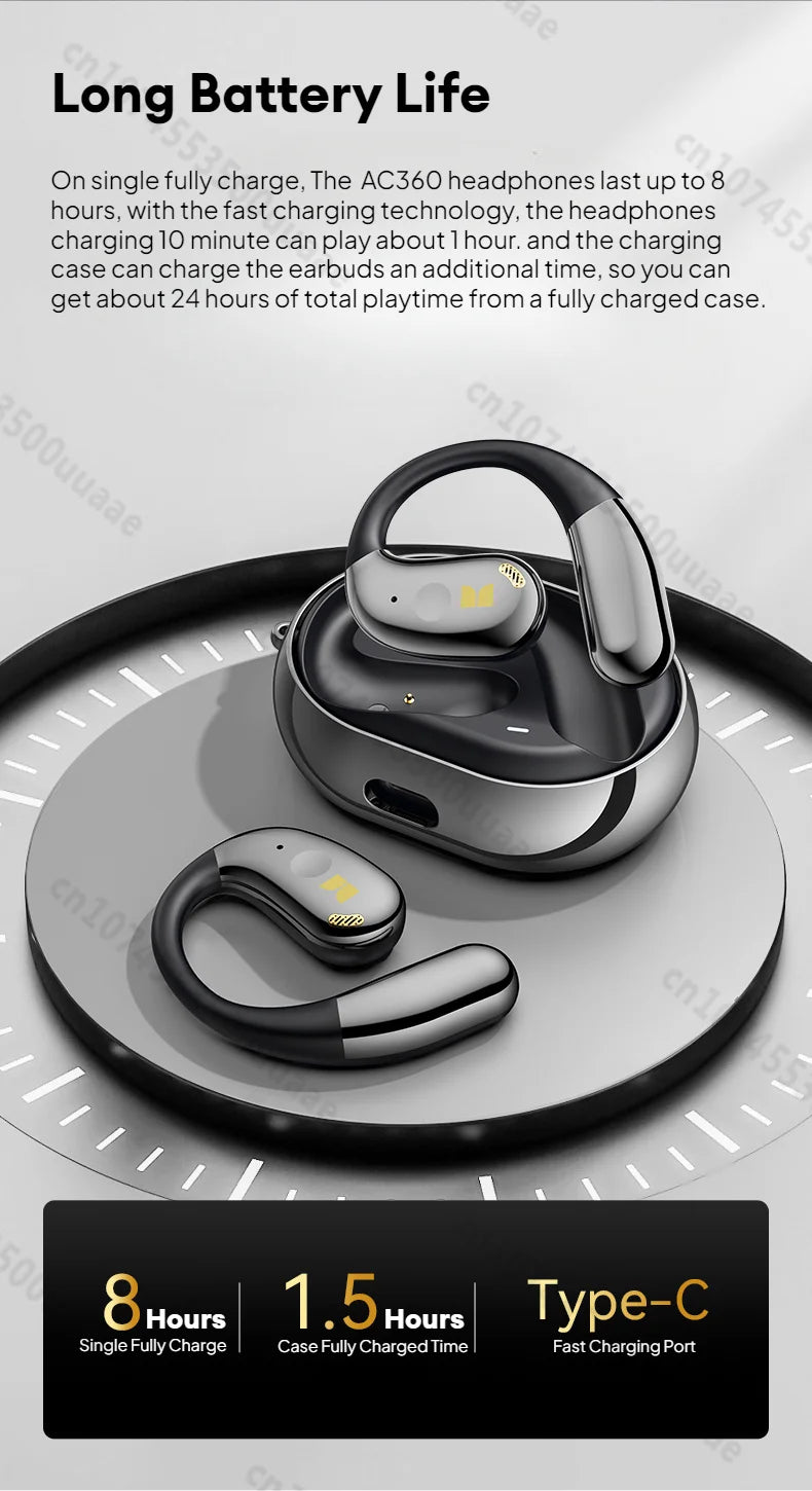 Monster AC360 Open-Ear Air Conduction Headphones - Bluetooth 5.4 | 360° Stereo OWS, 24H Battery, Waterproof Sport Wireless Headset