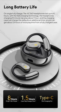 Monster AC360 Open-Ear Air Conduction Headphones - Bluetooth 5.4 | 360° Stereo OWS, 24H Battery, Waterproof Sport Wireless Headset