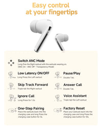 QCY MeloBuds Pro ANC Earbuds - 46dB Hybrid ANC, LDAC Hi-Res, Bluetooth 5.3 | 6-Mic, 34H Battery, In-Ear Detection, Waterproof TWS