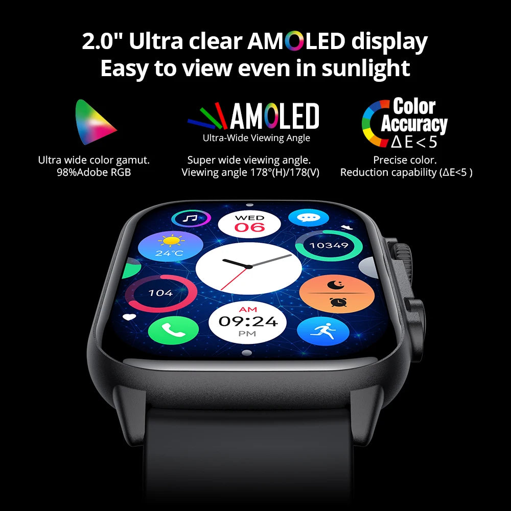 COLMI C81 Smartwatch – 2.0" AMOLED, AOD, 100 Sports Modes, Bluetooth Calling | IP68 | Men & Women