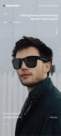 Monster Glasses S01 Bluetooth Audio Sunglasses - Wireless 5.0 Smart Eyeglasses | Open-Ear Music & Calling, Outdoor Sport, CE Certified