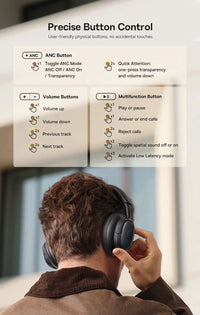 Baseus Bowie MH1 Over-Ear Headphones - 48dB ANC, LDAC Hi-Res, Bluetooth 6.0 | 80H Battery, 36mm Driver, Wireless & Wired