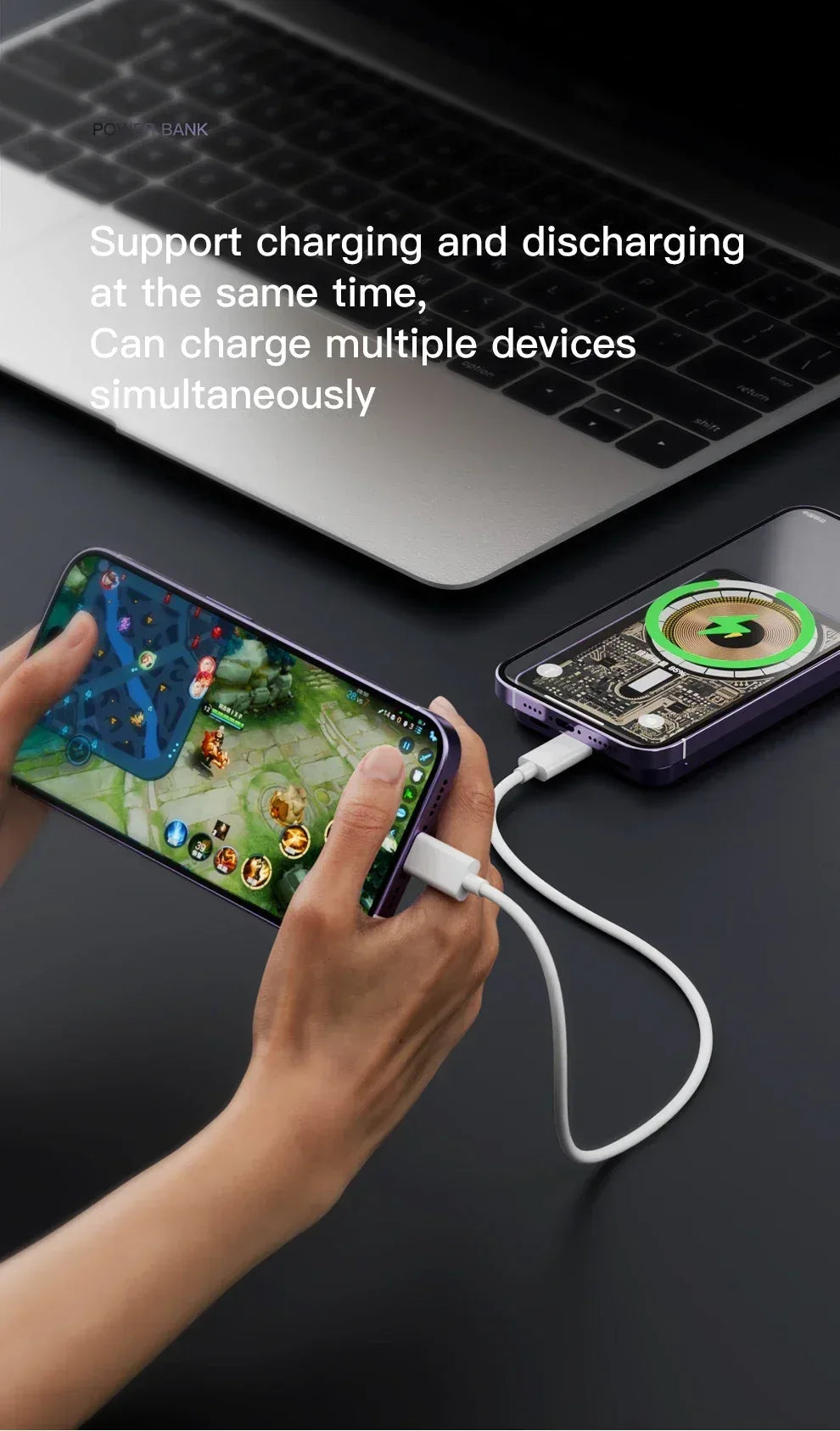 22.5W Transparent Magnetic Power Bank 10000mAh - Wireless Fast Charging | MagSafe Compatible, Digital Display, for iPhone Samsung