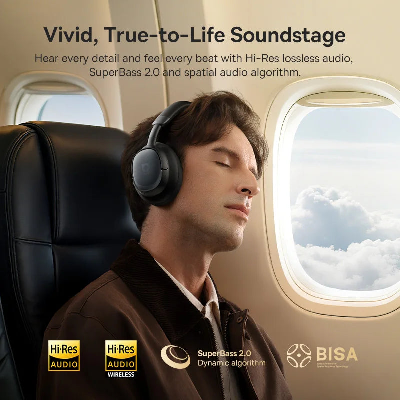 Baseus Bowie MH1 Over-Ear Headphones - 48dB ANC, LDAC Hi-Res, Bluetooth 6.0 | 80H Battery, 36mm Driver, Wireless & Wired