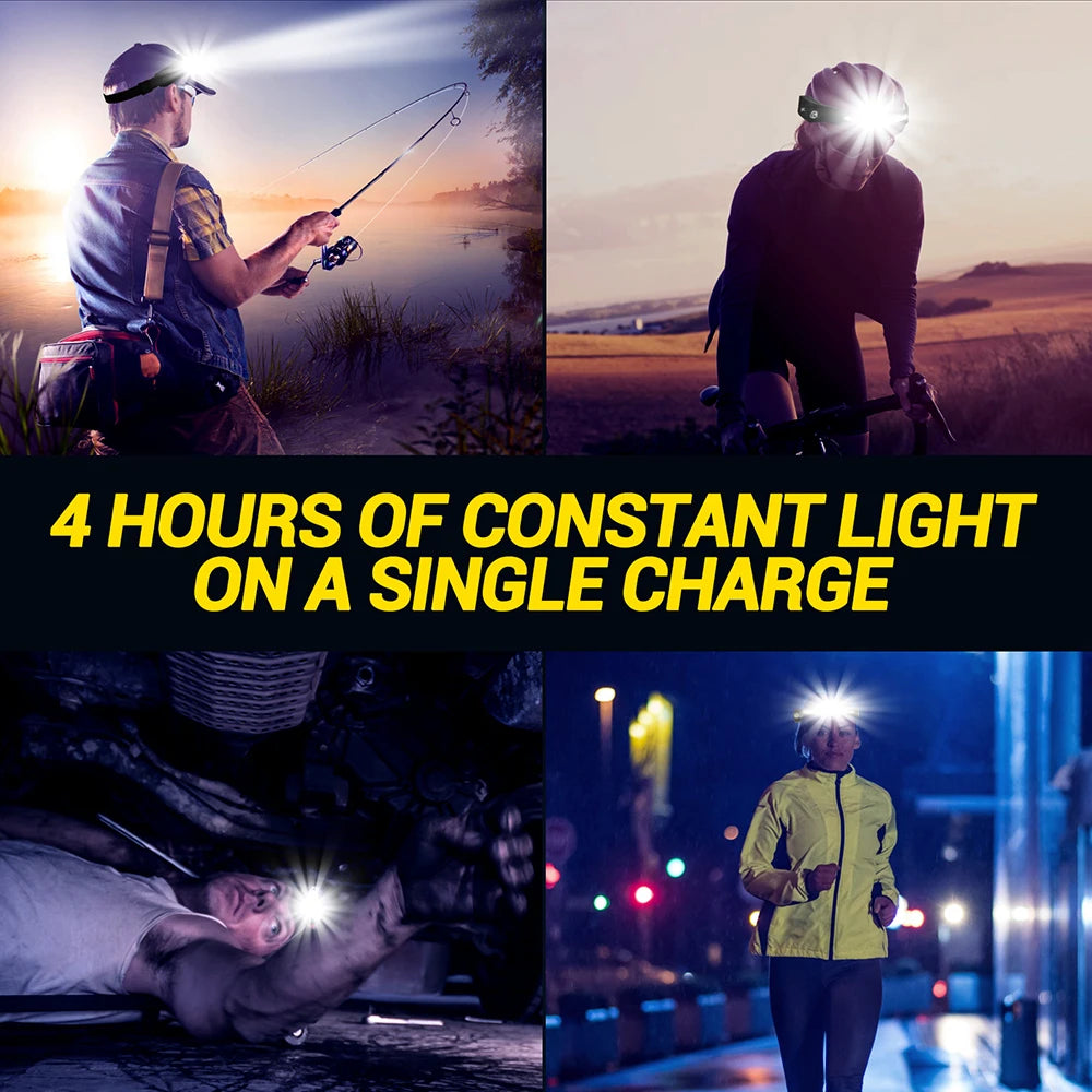 🔦 LumiBeam™ 230° LED Headlamp – Rechargeable Wide-Angle COB Light for Camping, Running & Work