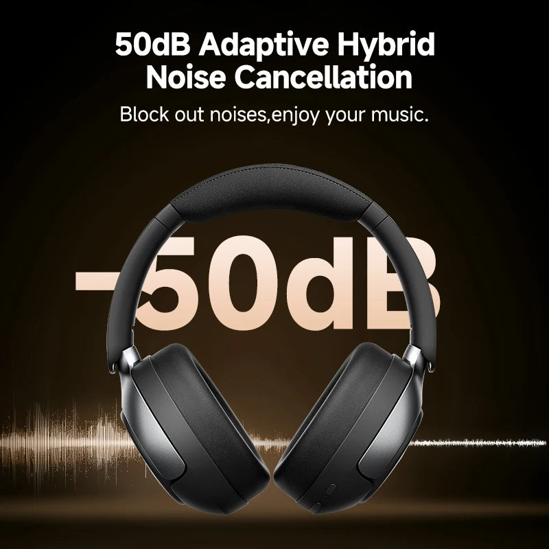 QCY H3 Pro ANC Over-Ear Headphones - 50dB ANC, LDAC Hi-Res, 3D Spatial Audio, Bluetooth 5.4 | 60H Battery, 3-Mic ENC, Wireless & Wired