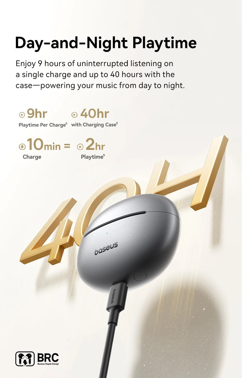 Baseus MC1 Pro Open-Ear Clip Wireless Earbuds - Bluetooth 6.0 Hi-Res | 4-Mic ENC, 40Hr Battery, Waterproof TWS Headphones