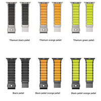 Titanium Silicone Magnetic Apple Watch Band - Luxury Metal Strap for Ultra 3/2/1 49mm, Series 11/10 46mm, Series 9/8/7 45mm, Series 6/SE/5/4 44mm, Series 3/2/1 42mm