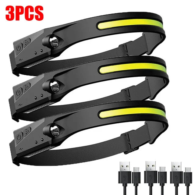 🔦 LumiBeam™ 230° LED Headlamp – Rechargeable Wide-Angle COB Light for Camping, Running & Work