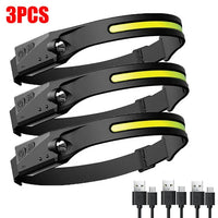 Thumbnail for 🔦 LumiBeam™ 230° LED Headlamp – Rechargeable Wide-Angle COB Light for Camping, Running & Work