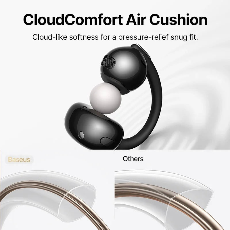 Baseus Bowie MC2 AIR Clip-on TWS Earbuds - Bluetooth 6.0 | 4-Mic ENC, 4 Drivers, Open-Ear Ear Clip, Waterproof Sport Wireless Earphones