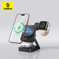 Baseus Qi2.2 3-in-1 Magnetic Wireless Charger - Charge iPhone + Apple Watch + AirPods Together | 25W Fast Charging, No Cable Mess