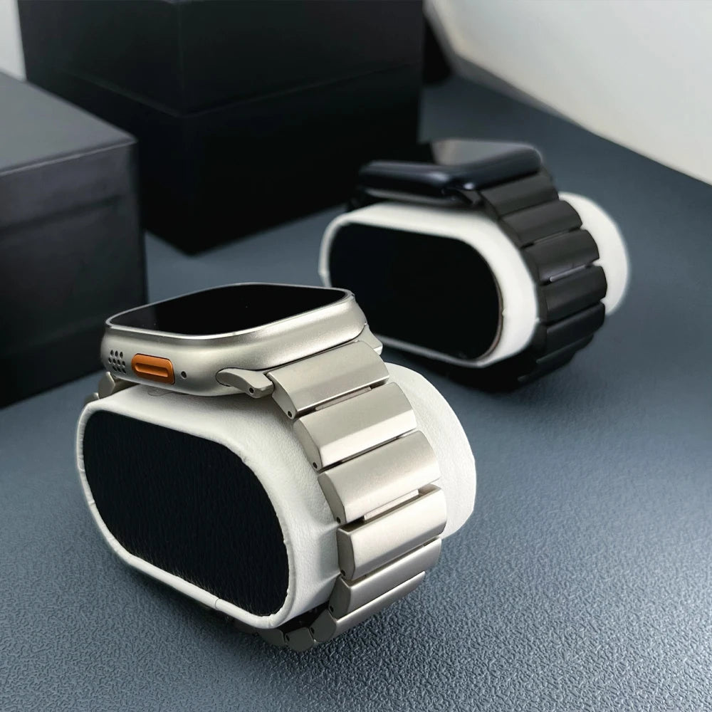 Titanium Apple Watch Band - Men's Business Bracelet for Ultra 3 49mm, Series 11/10 46mm, Series 9/8/7 45/41mm, Series 6/SE/5/4 44/40mm, Series 3/2/1 42/38mm