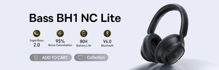 Baseus Bowie MH1 Over-Ear Headphones - 48dB ANC, LDAC Hi-Res, Bluetooth 6.0 | 80H Battery, 36mm Driver, Wireless & Wired