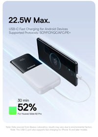 Baseus Power Bank 20000mAh - 22.5W Fast Charging | Built-in Lightning & USB-C Cables, LCD Display, Air-Travel Friendly, iPhone & Android
