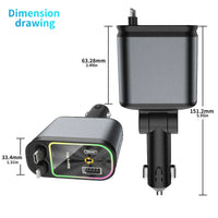 4-in-1 PD30W Car Fast Charger with Retractable Cables - USB Type-C Power Adapter | 120W Max with Roof Starlight for iOS & Android