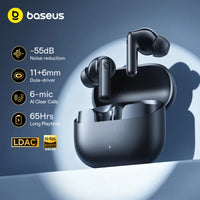 Baseus Bass EP10 Ultra ANC Earbuds - 55dB Noise Reduction, LDAC Hi-Res, Bluetooth 6.0 | 65H Battery, 6-Mic AI ENC, Powerful Bass, Waterproof TWS