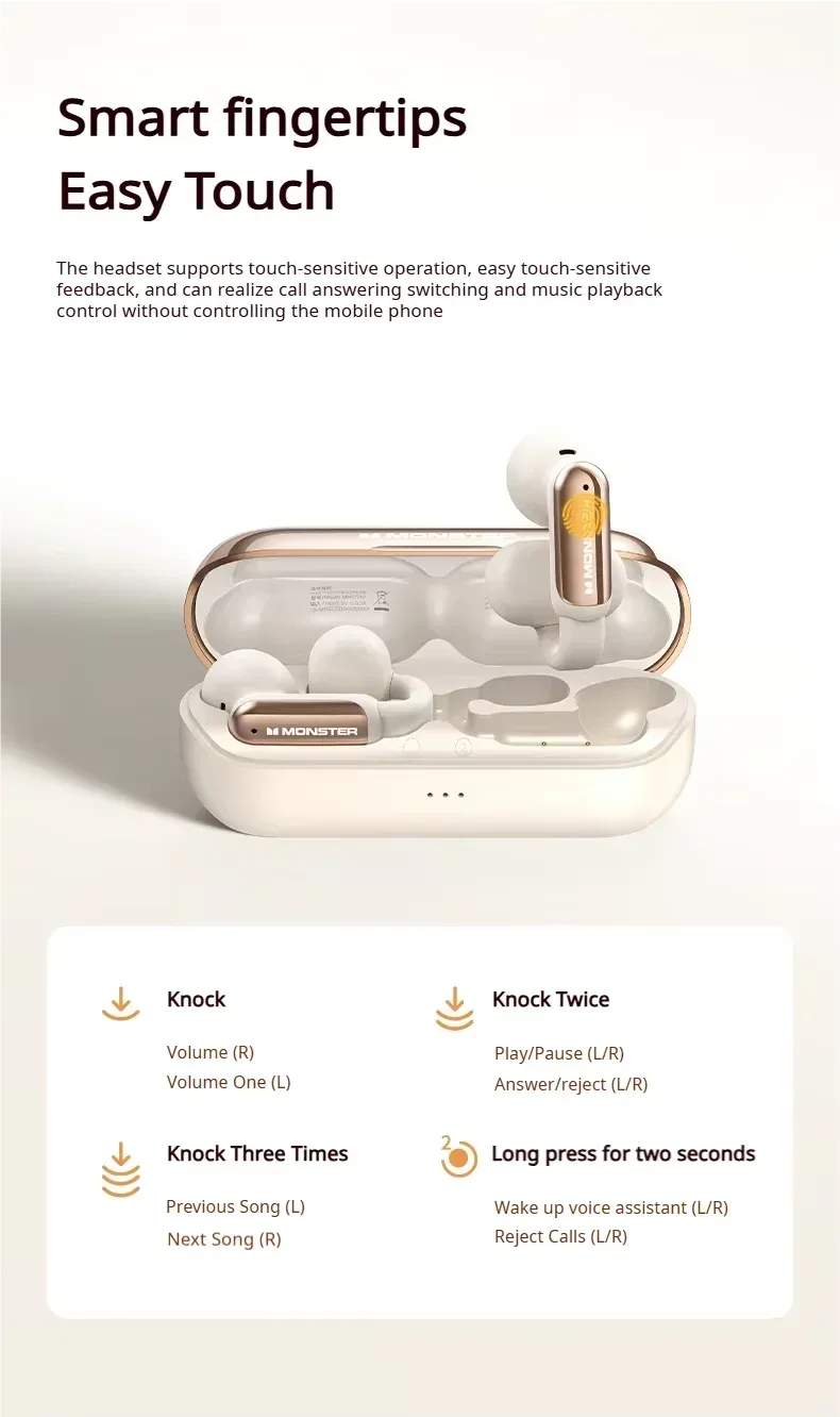 Wireless earbuds with charging case on a light gray background