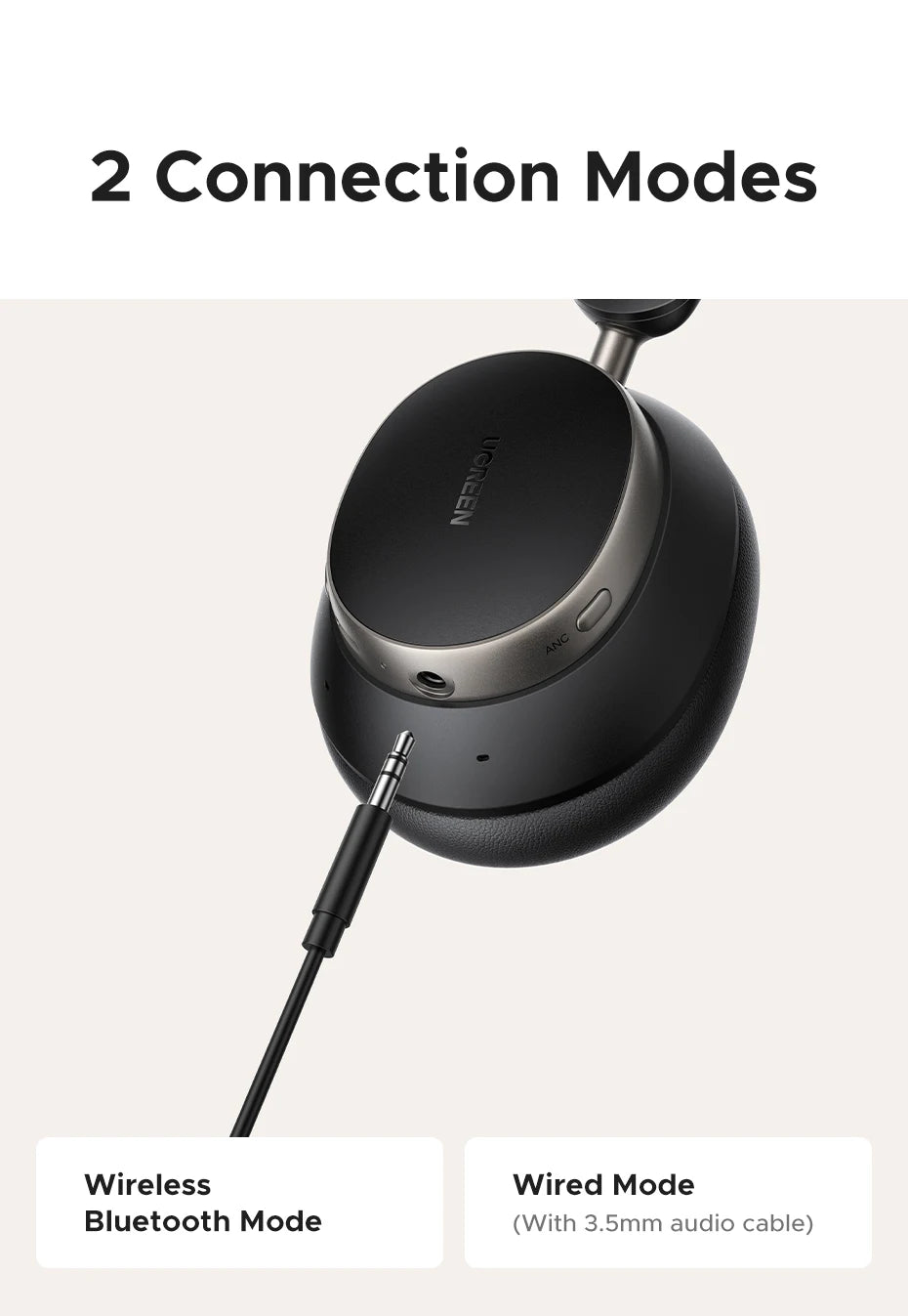UGREEN Studio Pro Hybrid ANC Headphones - 48dB Noise Cancelling, LDAC Hi-Res, 120H Battery | 5 Drivers, NFC, Memory Foam, Detachable Cable