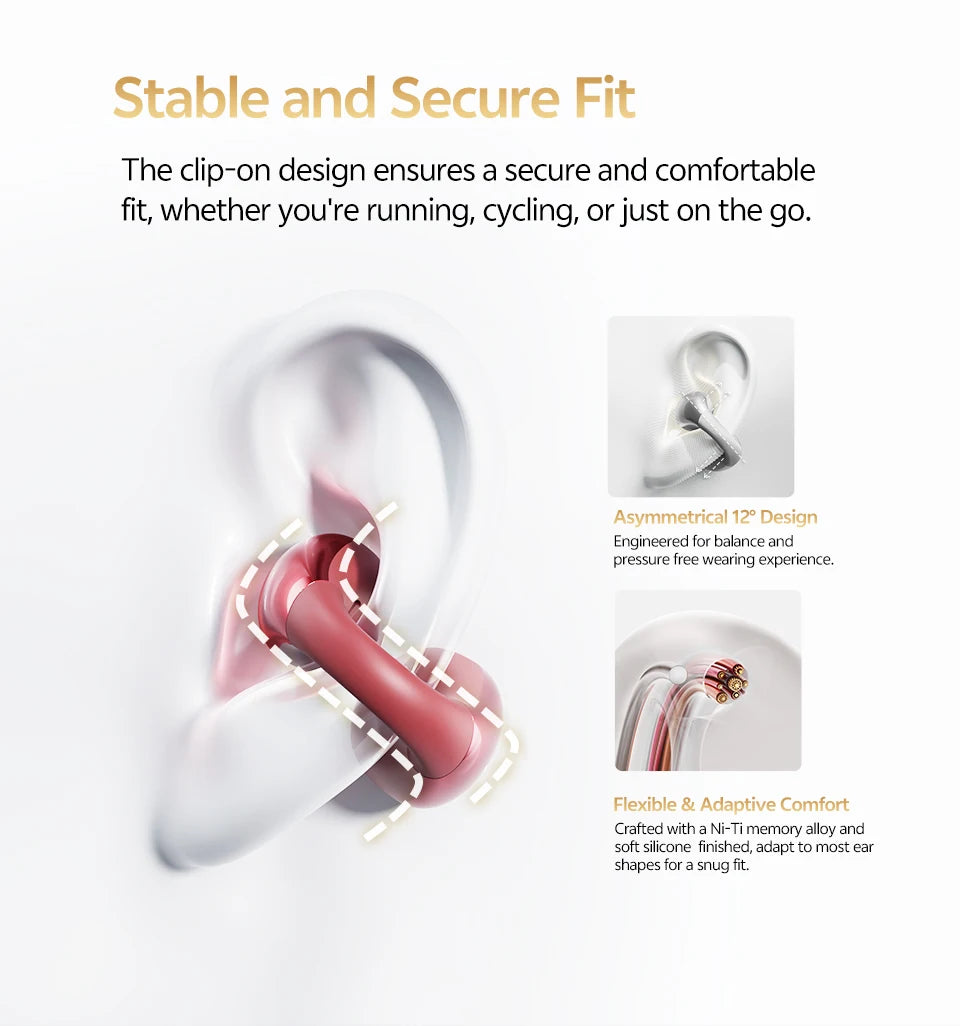 QCY Crossky C30S Open-Ear Clip-On Earbuds with LDAC